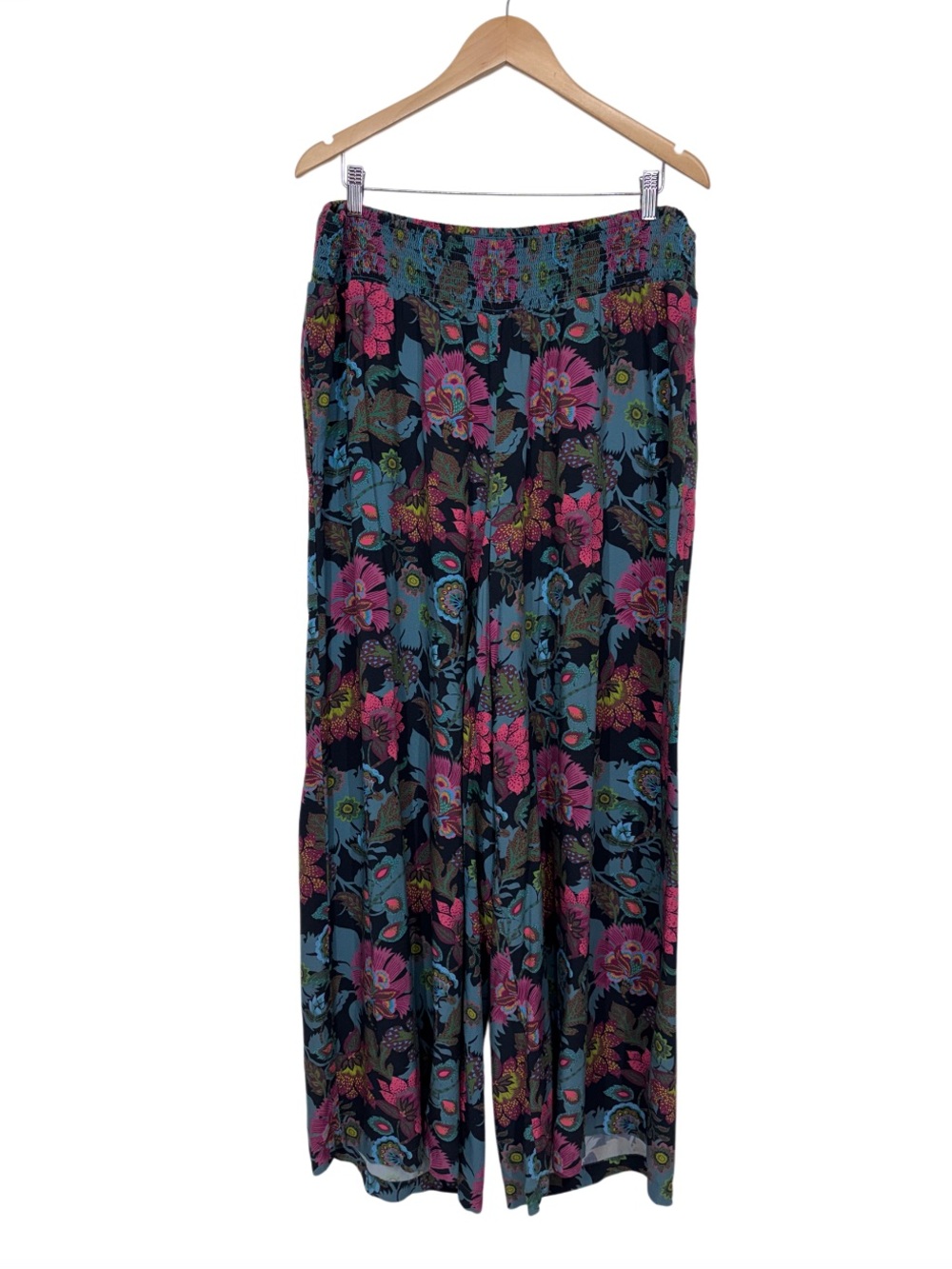 Sundance Dark Floral Wide Leg Pull On Palazzo Pants With Pockets Size XL - Picture 2 of 16